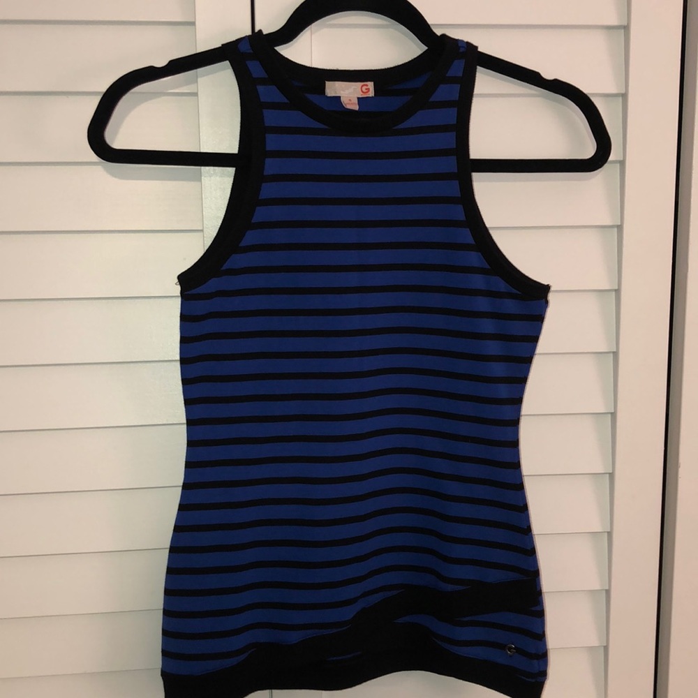 G by Guess blue and black striped tank top